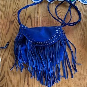 Blue fringe crossbody